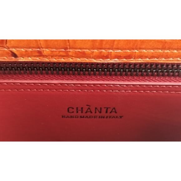 CHÀNTA Large Orange Croc-Embossed Calf Luxury Leather handbag - Picture 2 of 14